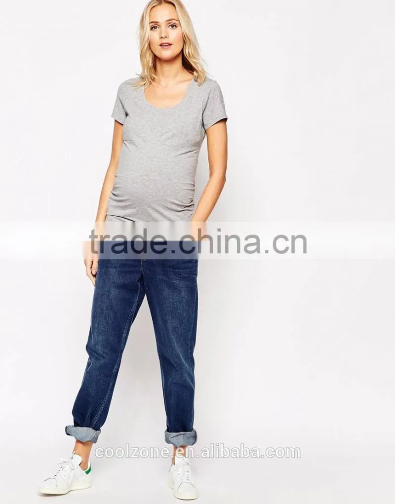 Women slim fit scoop neck maternity tee shirt wholesale blank maternity nursing t shirts