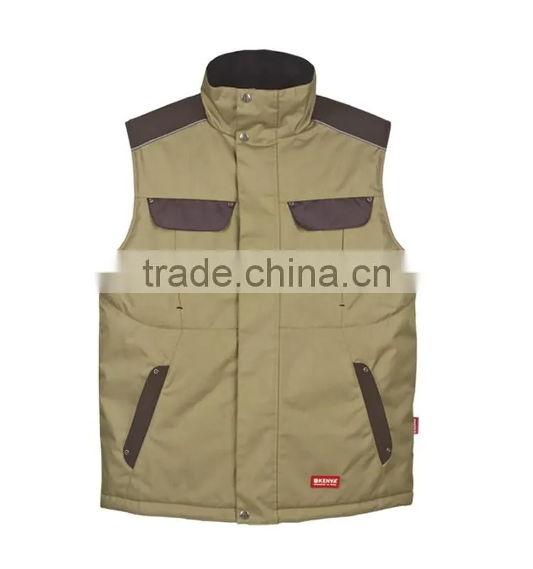 Mens 300D oxford work multi-pocket canvas vest