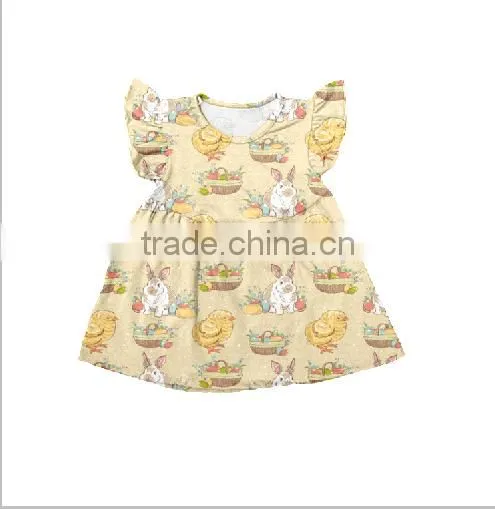 Bunny with chick smocked bishop dress for Easter