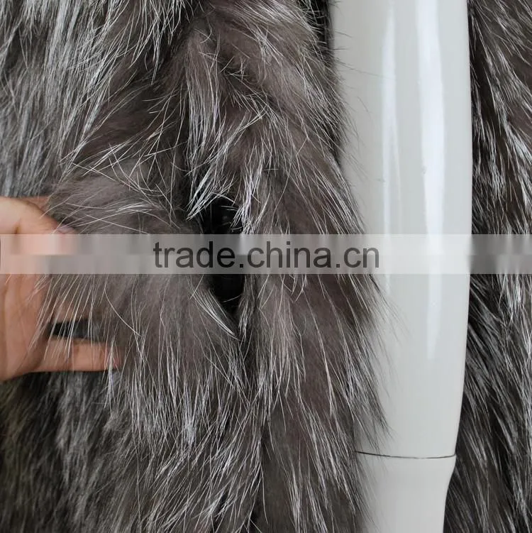 YR620 Top Quality Fashion Fur Women Silver Fox Fur Knit Waistcoat