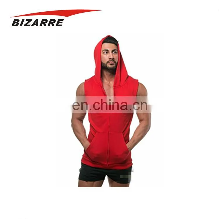 Manufacturing Dry Wicking Customized Logo Sleeveless Bodybuilding Hoodie