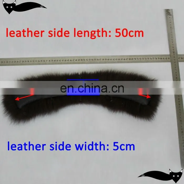Genuine 50cm seal brown fox fur collar for leather jacket
