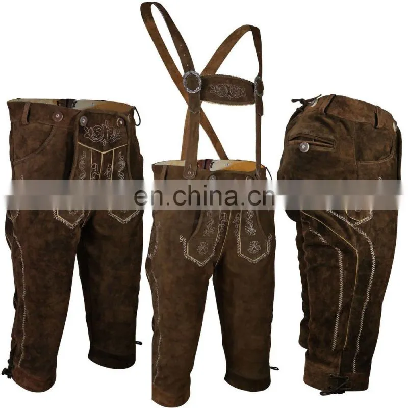 Kniebund hosen, Men ledersosen trachten lederhosen leather pants with suspenders (Bavarian Clothing)