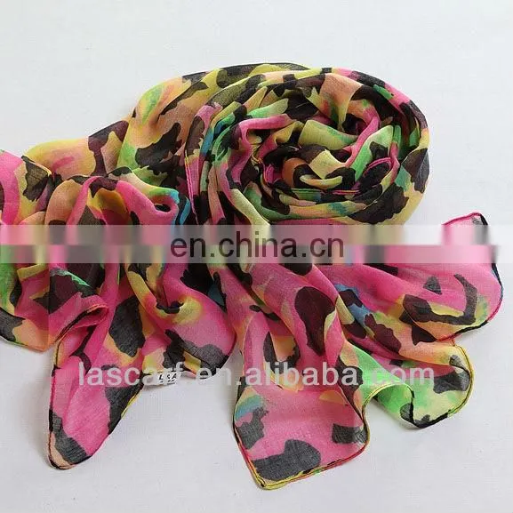 Women Polyester Colorful Animal Print Long Scarf (PP066 L )
