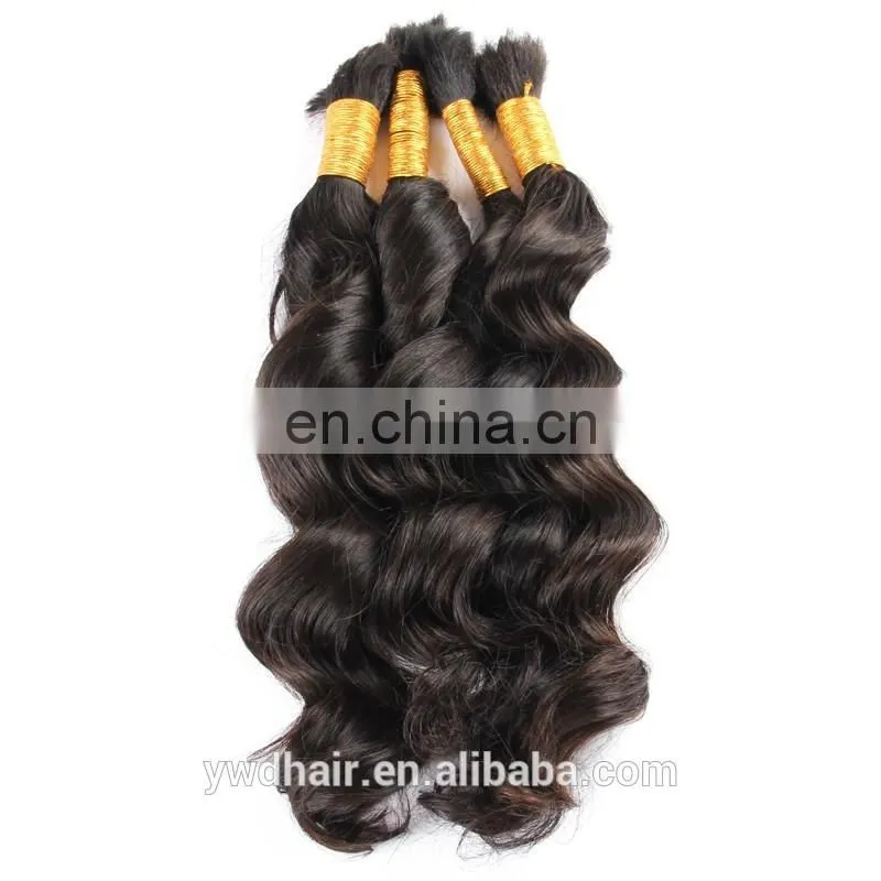 Unprocessed 8A Wholesale Indian Virgin Hair Full Cuticle Ponytail Bulk Hair Deep Wave Human Hair For Braiding Paypal Accept