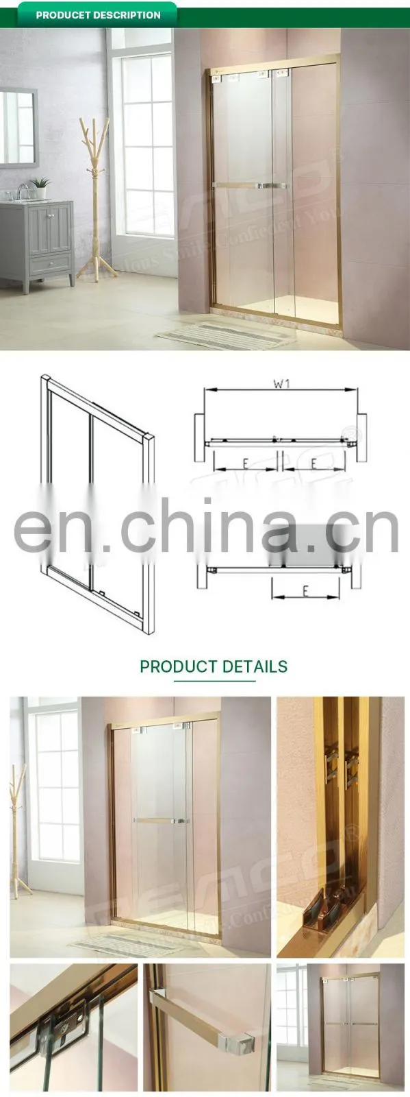 Small shower cubicle steam sliding glass shower enclosure shower door