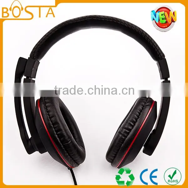 Best quality rubber finish PU leather noise isolation computer headphone with mic
