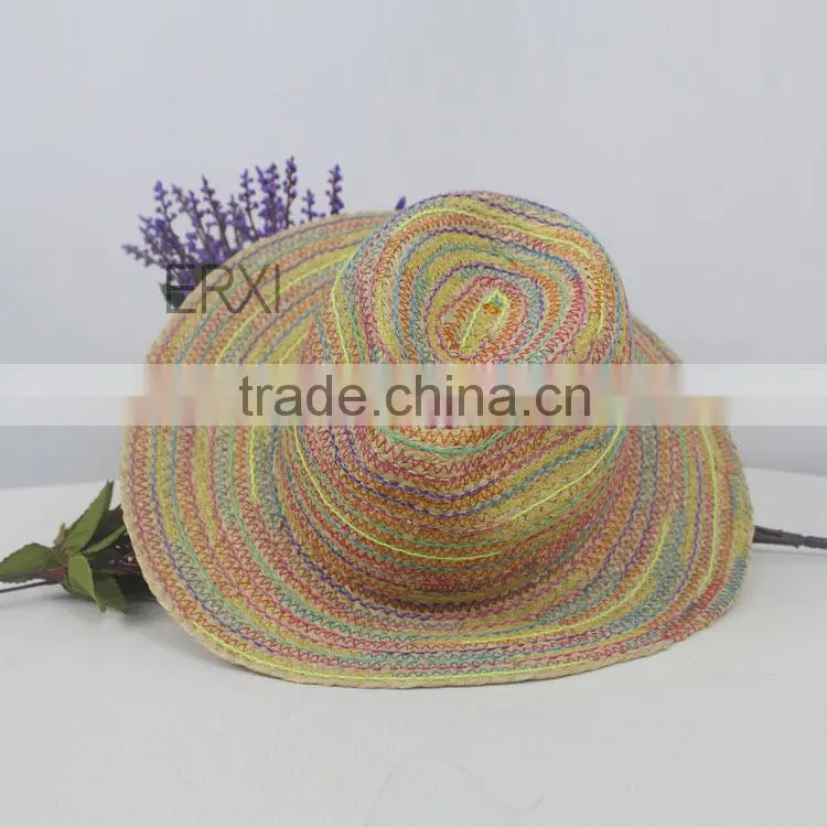 Vintage Design Beautiful Colors Paper Straw Hat For Women Wholesale
