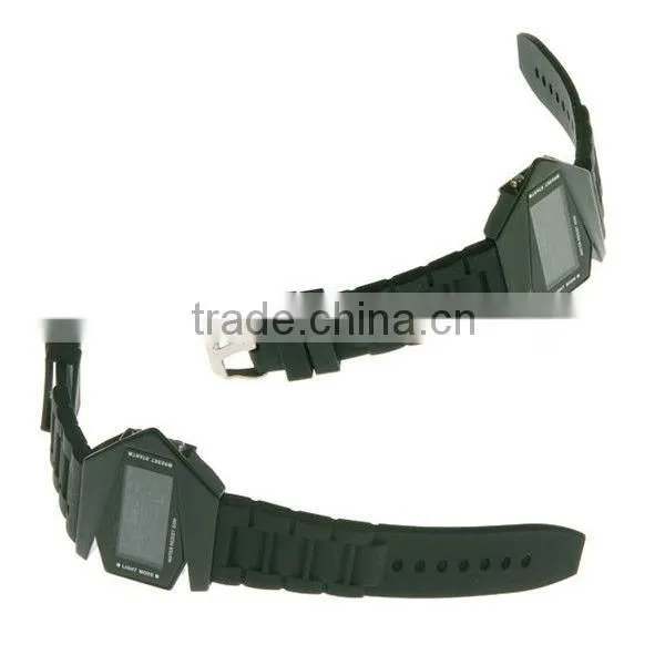 Hot lovely new fashion silicone stealth aircraft led watch