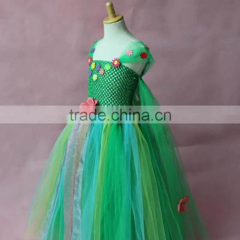 New Elsa Dress With Cape Fabric Green Color tulle tutu dress