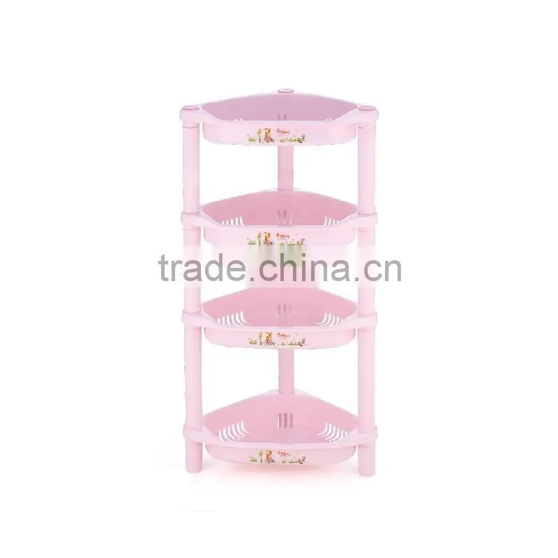 high quality 4 layer triangle bathroom shelf plastic storage rack