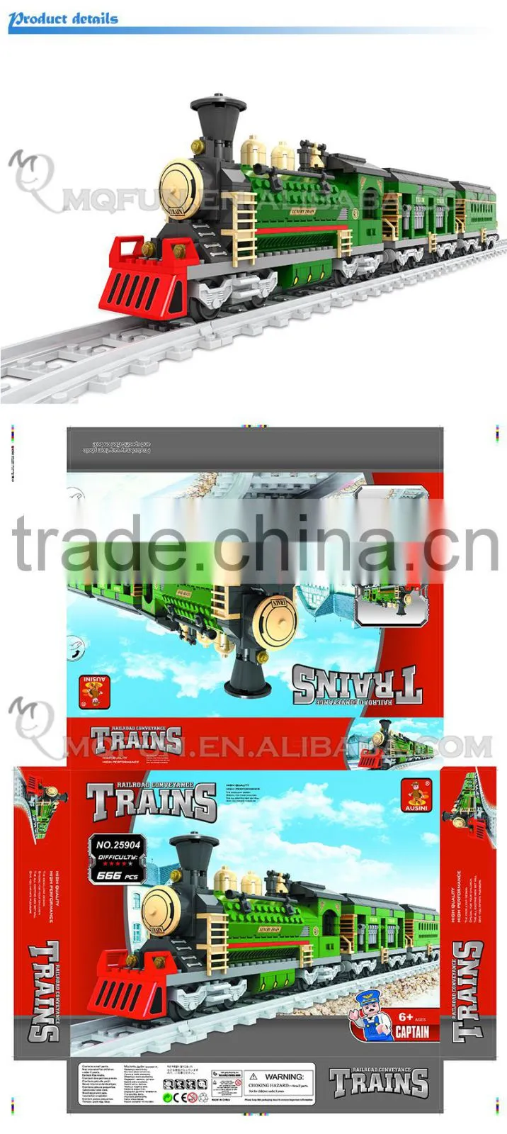 Mini Qute DIY intellect train rail track Transport vehicle action figure plastic building block model educational toy NO.25904