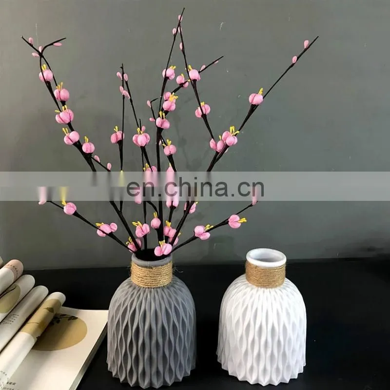 Modern Flower Vase Imitation Ceramic Flower Pot Decoration Home Plastic Vase Flower Arrangement Nordic Style Home Decoration