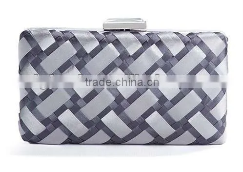 evening bags factory sell metal clasp&knit fabric clutch evening bag