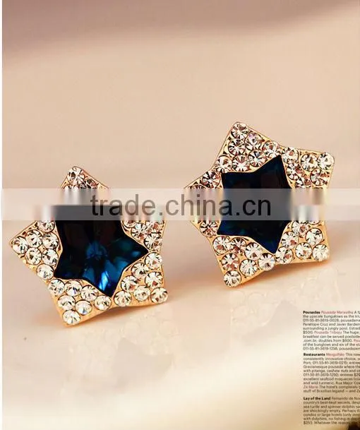 Rhinestone Star Post Earrings Glitter Star Earrings Star Sparkle Earrings