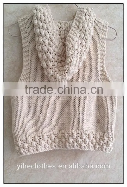 Children's knitting wear kids' sleeveless hoodie sweater waistcoat