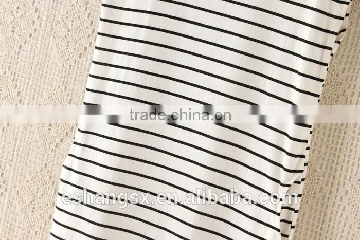 Ladies 100% cotton striped sleeveless t-shirt