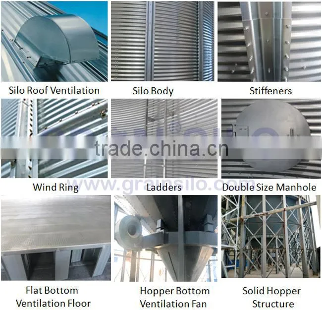 Hot Galvanized Steel Silo for Pellets with Screw Augers Discharging