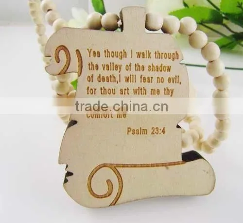 Good Quality Hip-Hop Log Book Pendants Wood Rosary Bead Chains Necklaces