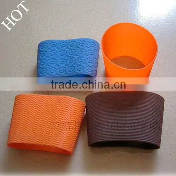Eco-friendly silicone sleeve for coffee cup , heat resistant and anti-slip cup sleeve