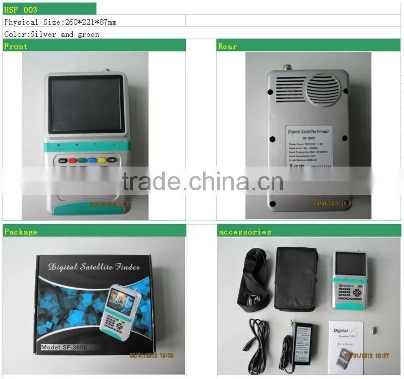 Portable 3.5 inch LCD DVB S digitial satellite finder SF-3000