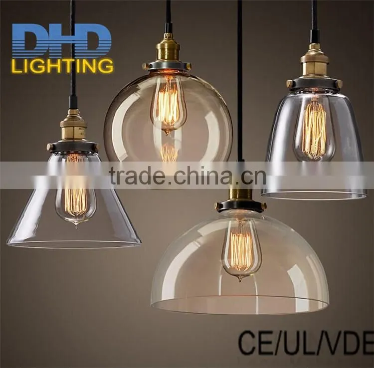 Light bulb pendant light copper glass restaurant pendant light single pendant light vintage retractable wall lamp american style