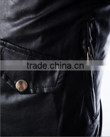 New fashion Men's jackets Short Slim Collar motorcycle leather jacket coat