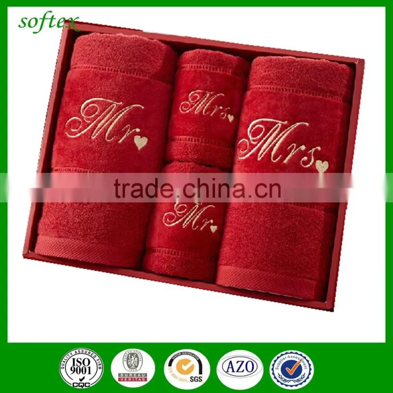 100% Cotton 4 pieces Customized Towel Set with logo in gift box