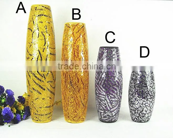 glass mosaic cylinder vase and candle hodler in gold color
