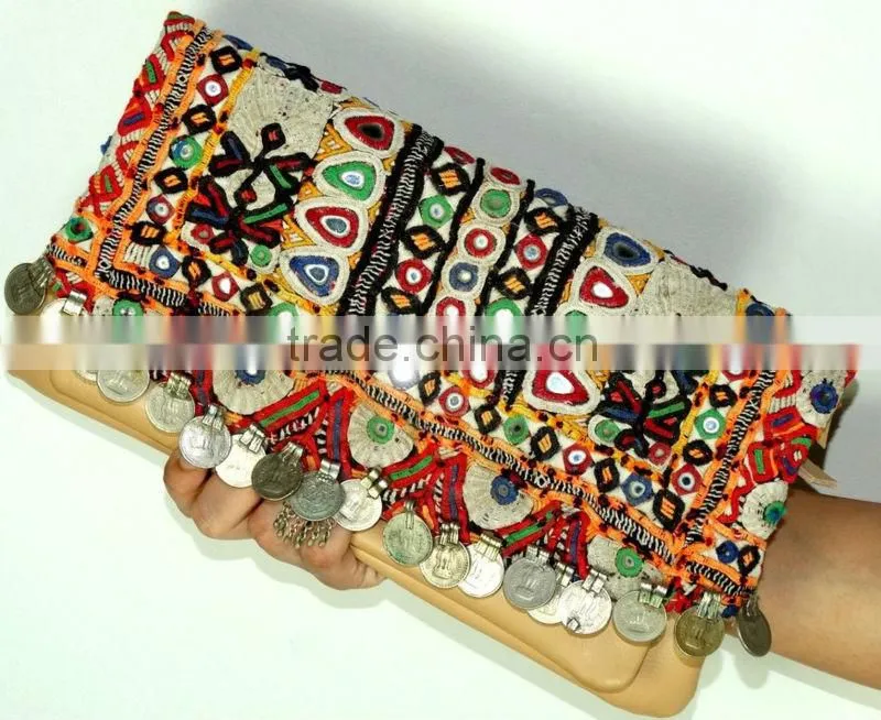 Indian Banjara Clutch Bag Gypsy Leather Clutch Bag