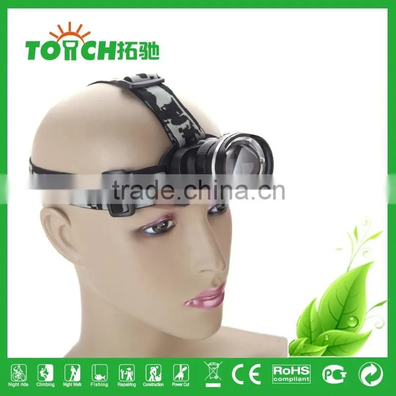 Headlamp 4-Mode CRE E XM-L T6 LED Headlight 2100LM Zoomable Adjustable Light for Camping searching + Car Charger