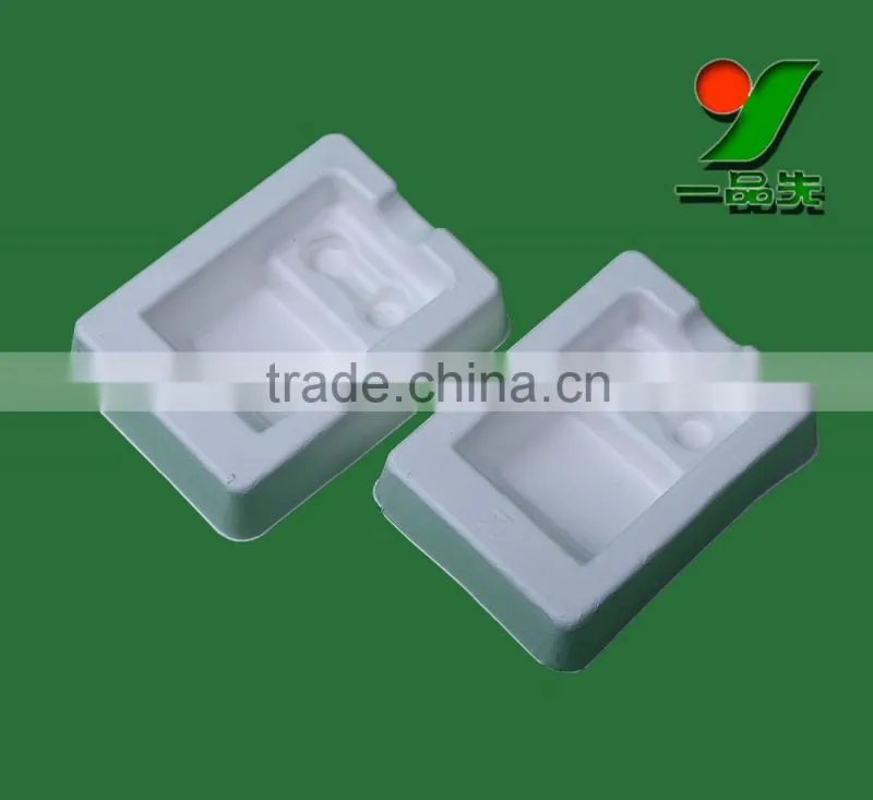 Eco-friendly biodegradable compostable customized electronic blister packaging white molded pulp paper insert