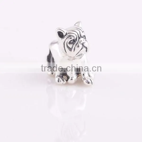 925 sterling silver charm beads bracelet bulldog charm