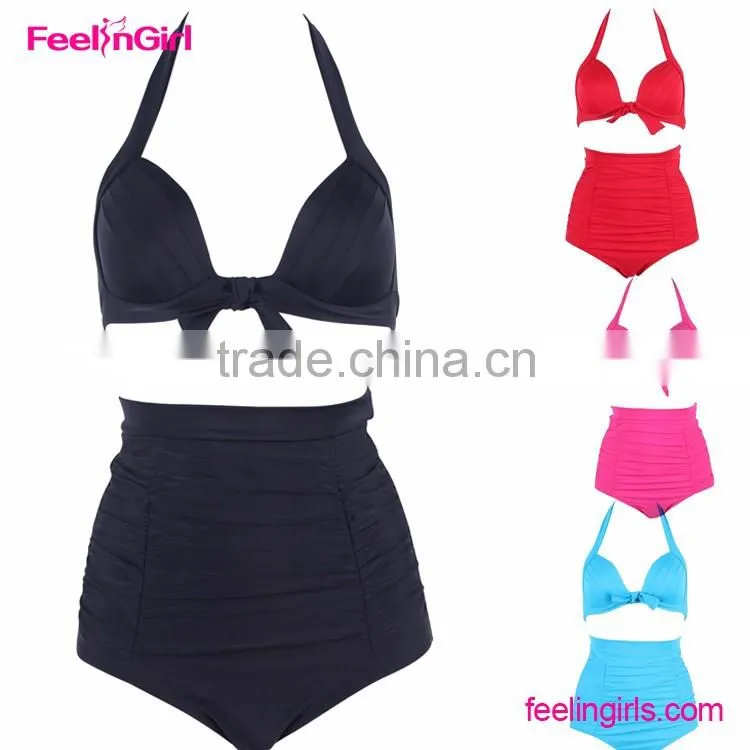 Feelingirls Halter Neck Swimsuit High Waisted Bikini Set