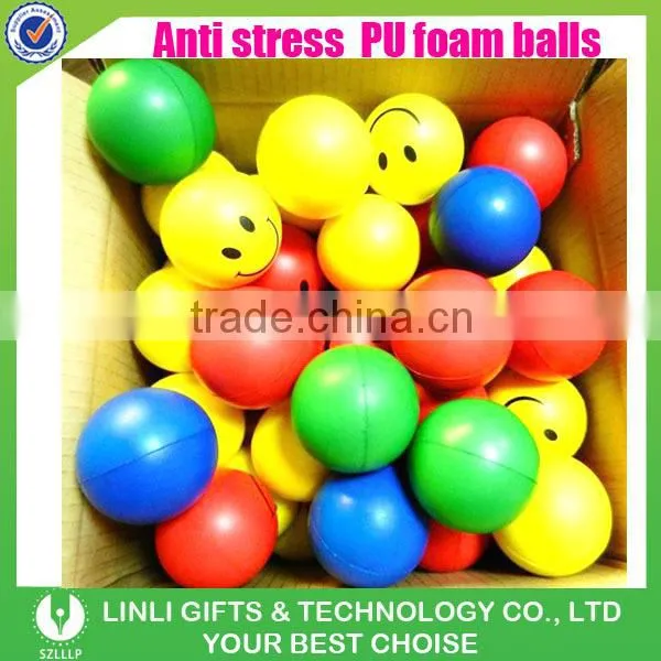 Oem logo 6.3cm smiling pressure release PU stress ball