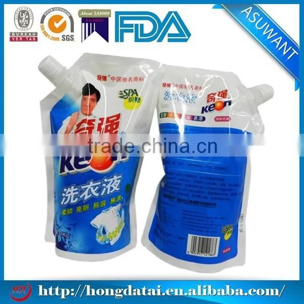 Flexible stand up pouch for washing liquid packaging/Laundry detergent plastic bag