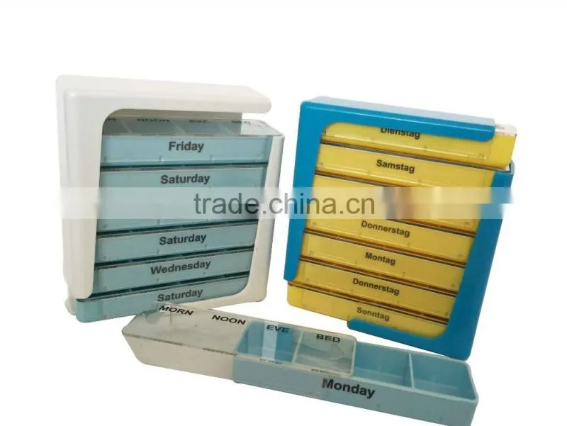 2016 New design draw-out type plastic pill box/7 days pill storage cases