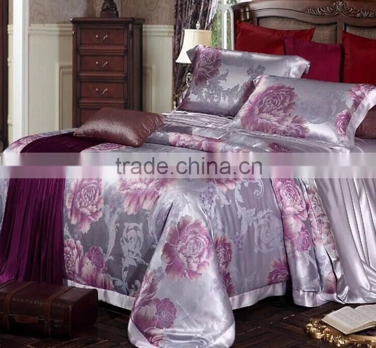 100% silk bedding set, elegant jacquard color