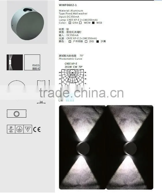Waterproof IP65 2W Outdoor LED Wall Light