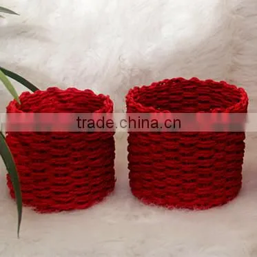 cheap wicker rattan, paper rattan baskets, set of 3 -red