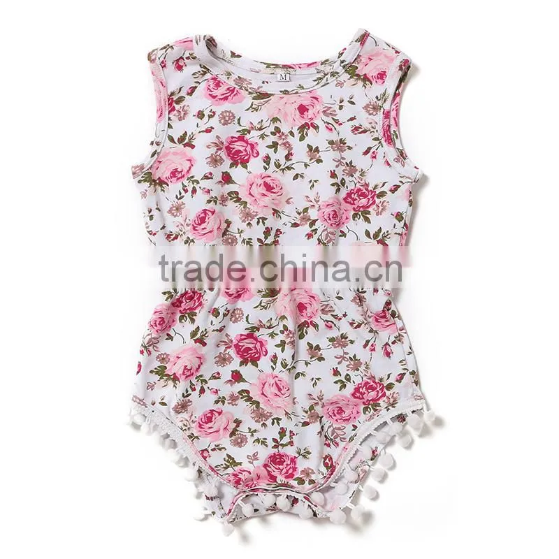 newborn baby girls cotton clothing black printing flower baby rompers boutique rompers for toddler