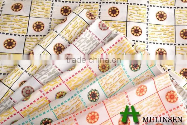 Mulinsen 2015 printed polyester with twist satin price per meter