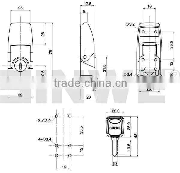 black or chrome plating zinc electrical cabinet lock