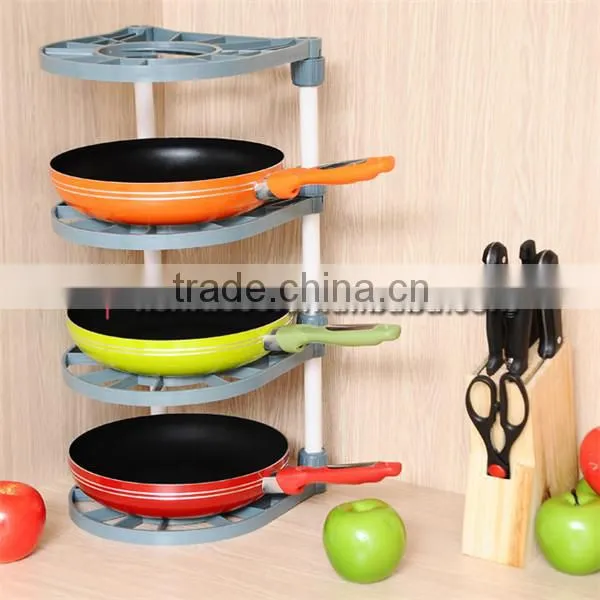 Four layer Plastic Kitchen Pans Rack