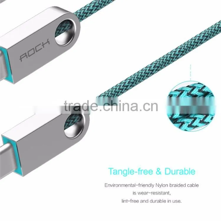 ROCK Cobblestone Type C Round Cable for Huawei xiaomi meizu 2.0A type C to USB Charging nylon metal cables