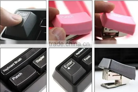 Mini keyboard stationery set with mini brush and mini stapler