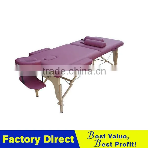 PU Portable Massage Table and 2 Bolsters Burguncly