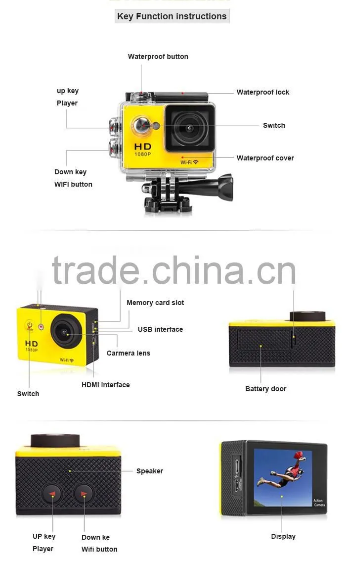Wholesales 2.0inch wifi full hd 1080p action camera sj7000 sport camera