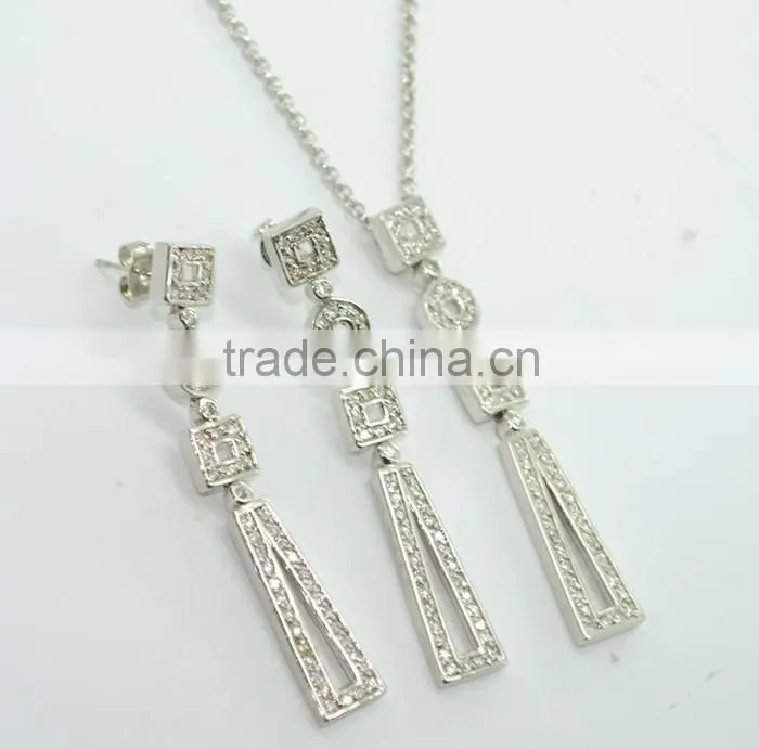 Zircon Jewelry Set&Zircon Silver Necklace/Earring Set Made With Gemstone Jewelry Elements