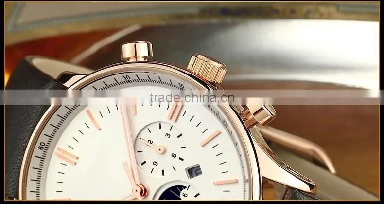 Alibaba Express Hot Selling Round Face Watch,Fashion Sport Watch For Men,Vogue Genuine Leather Watch Men With Japan Movt